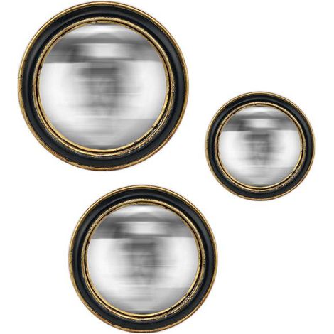 Lot de 3 miroirs convexes noir et doré 14, 19 et 23cm (1/2)