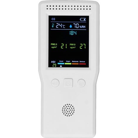Testeur de qualité de l'air 9 en 1 : PM2.5, PM10, HCHO, COVT, température, humidité, détecteur de CO2 multifonctionnel, 5 V (1/5)