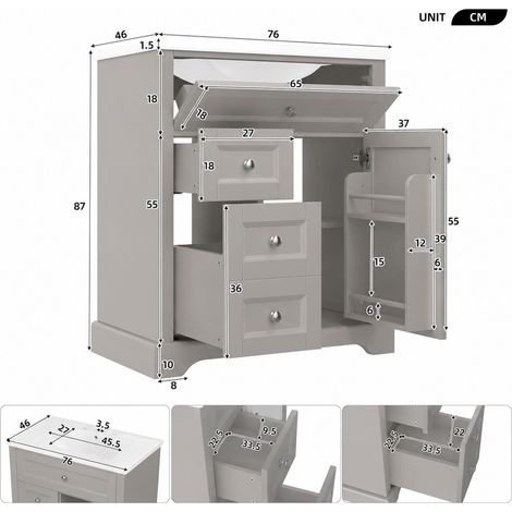 Polsterbett aus MDF in Grau 76 x 46 x 87 cm HOMAIRE (1/5)