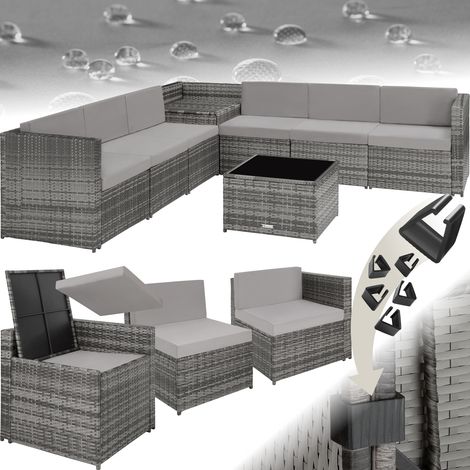 Canapé de jardin lounge pour 6 places en acier gris