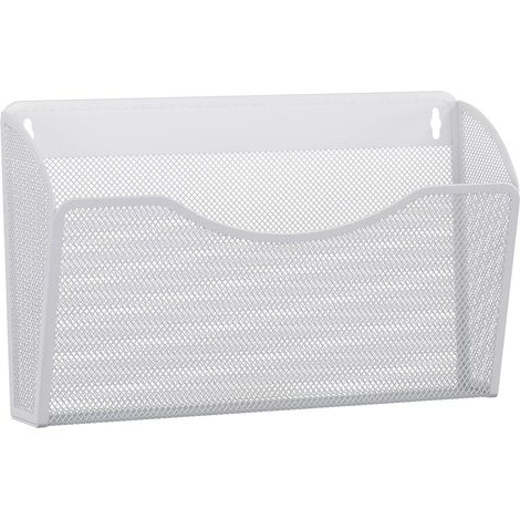 1 Tasche, Querformat, Metall, Wandmontierter Zeitschriftenhalter, A4, Hängender Dokumentenhalter, Hängender Schreibtisch-Organizer, Papieraufbewahrungskorb, Wandmontierter Postbehälter, Weiß