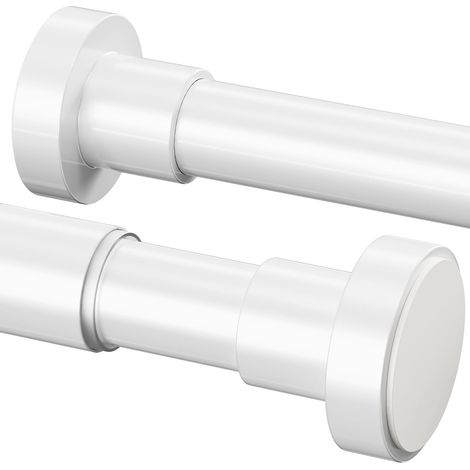 Tringle Douche Extensible Barre de Rideau sans Percage Tringle Penderie en Acier Inoxydable pour Salle de Bain, Fenêtre, Cuisine (69-90 cm, Φ25 mm, Blanc) (1/5)