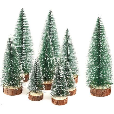 9pcs Sapin de Noel Miniature, Sapin de Noel Artificiel, Mini Arbre de NoëL Sisal Arbres avec Socle en Bois, pour Decoration Interieur Maison, Noel Decoration, Village de Noel (1/5)