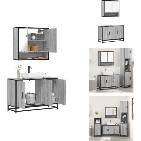 Ensemble de meubles de salle de bain 2 pcs Sonoma gris - Ensemble De Meubles De Salle De Bain - Ensembles De Meubles De Salle De Bain - Armoire De Rangement - Armoire De Rangement Pour Toilettes (1/5)