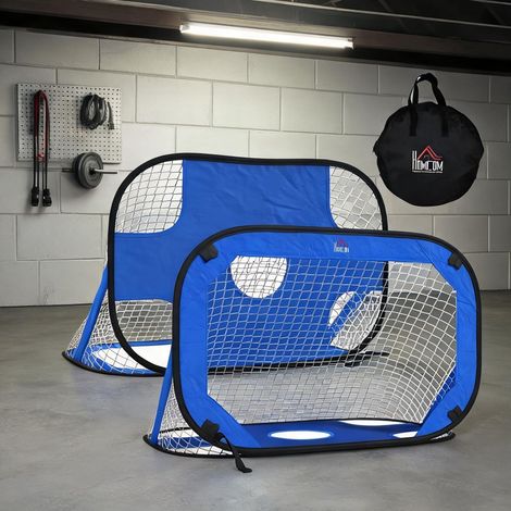 Buts de football pop-up 2 pièces bleus 123 x 80 x 80 cm avec sac (1/5)