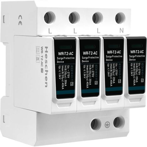 Dispositif de Protection Contre Les surtensions SPD, WR-T2-AC, 4P 275 V 20 kA, Type T2, Ignifuge, parafoudre Basse Tension, Montage sur Rail DIN de 35mm (1/5)