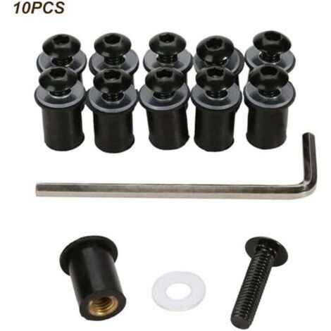 Boulons et Vis du Pare-Brise de Moto,6x18mm Universel Boulons et Vis du Pare-Brise de Moto,10 Pièces Vis de Pare-Brise de Moto,Fixation De Pare-Brise De Moto,Moto Pare-Brise Kit Boulons