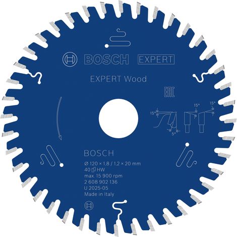 Bosch Wood Circular Saw Blade 120 x 1.8/1.2 x 20 mm T40 2608902136 (1/5)