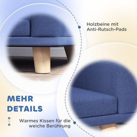 Coussin canapé pour chien, bois d'eucalyptus, 98 x 67 x 25 cm, bleu, lit moelleux pour animal domestique (1/5)