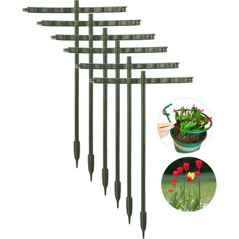 Soporte verde para plantas, paquete de 6 unidades, para cactus y suculentas, semicírculo de plástico de 25 cm para estabilizar la planta contra el viento y las tormentas. (1/5)