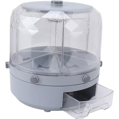 Distributeur de riz rotatif, capacité de 6 kg, 6 compartiments, fermeture hermétique, bac à aliments secs (grains, légumineuses), gris (1/5)