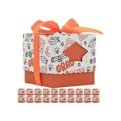 50 boîtes à bonbons pour remise de diplômes, boîtes à friandises, cadeaux pour fête de remise de diplômes, décorations de remise de diplômes (orange) (1/2)