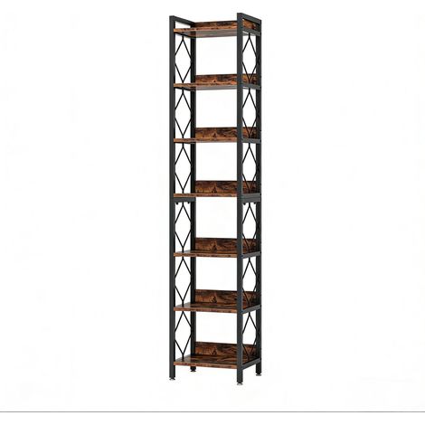 Standregal schmal 7 Ebenen 34 x 34 x 200 cm Schwarz und Braun (1/4)