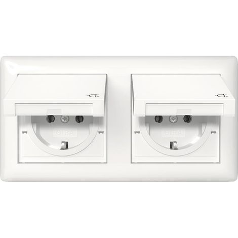 Gira Presa SCHUKO KD + Set IP44 + Telaio 2f Standard 55 Bianco puro [415803], 4158 03