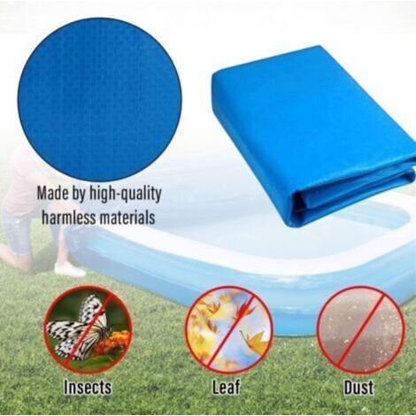 NALOOKAMIC Ineasicer Bâche de Protection pour Piscine Tubulaire Rectangulaire, Couverture De Piscine, Bâche À Bulles Piscines Tubulaires, Housse Anti-Pluie - Bleu (400X210CM)