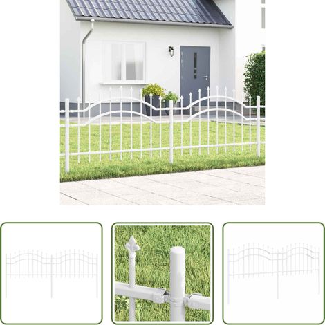 Weiß - Gartenzaun Weiß 240 x 115 cm Pulverbeschichteter Stahl (1/5)