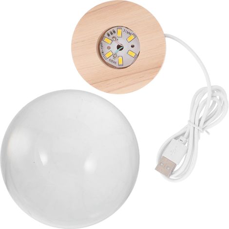 Lampe Boule LED Lune avec Socle Bois Veilleuse Sphère (1/5)
