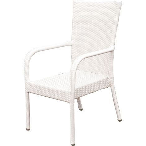 Inko Stapelsessel Dodo Aluminium/Geflecht weiß Stapelstuhl 60x57x93 cm Polyrattan