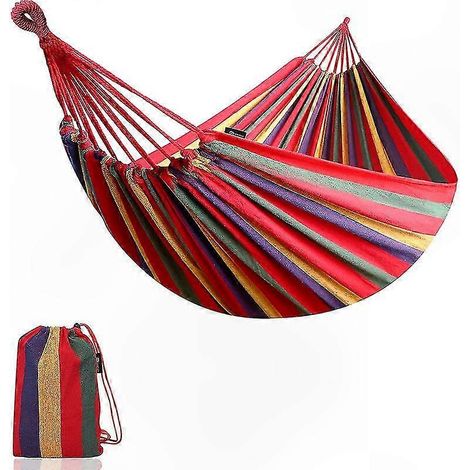 Hamac en coton pour extérieur, 190 x 80 cm, capacité 200 kg, format nomade avec housse de transport, parfait pour se détendre au jardin ou sur la terrasse. (1/5)