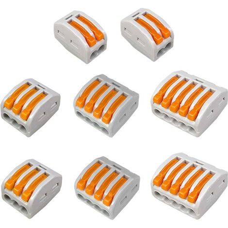 45 Pièces Levier-Écrou Fil Connecteurs Set, Conducteur Compact Fils Connecteurs, Compact Connecteur Ressort Bornier (PCT-212/213/214/215) (1/4)