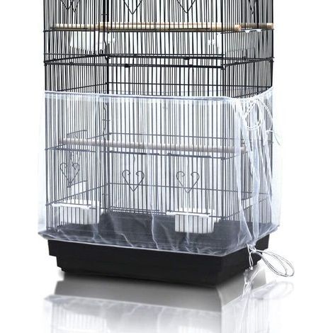 Couverture universelle pour cage à oiseaux, attrape-graines, jupe pour cage à perroquets - blanche (cage à oiseaux non incluse) Housse de cage (1/4)
