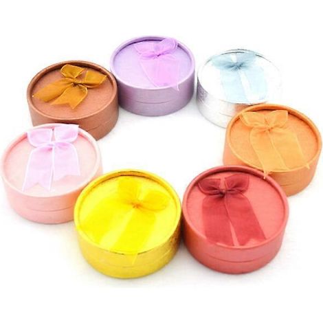 5er-Pack runde Schmuck-Geschenkverpackungen/Aufbewahrungsboxen für Fingerringe, Ohrringe und Ohrstecker – Größe S (Farbe zufällig) (1/2)