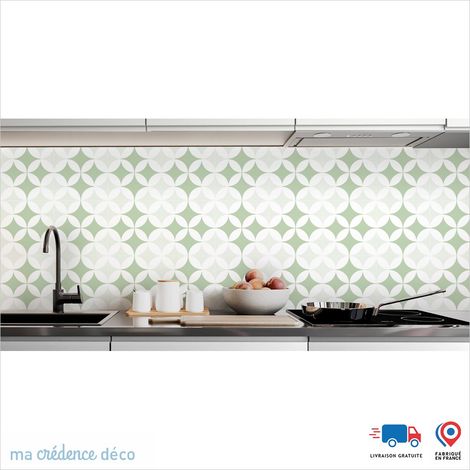 Crédence : Rosaces et couleurs - Couleur Vert blanc - Alu composite - 60 - 120 (1/3)