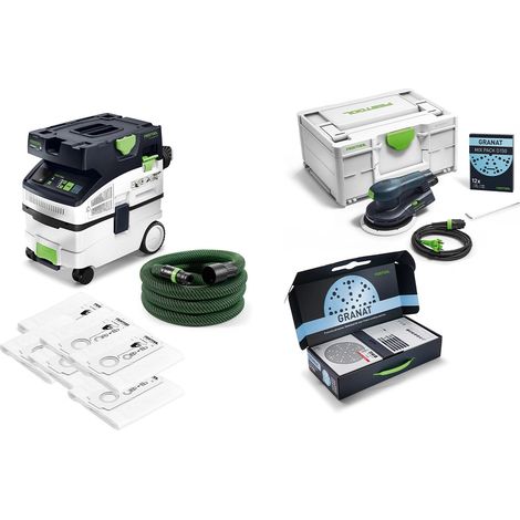 Kit combiné CTM MIDI/ETS EC/GR/FIS : aspirateur mobile sans poussière + ponceuse excentrique - FESTOOL - SYSTAINER - 578866 (1/4)