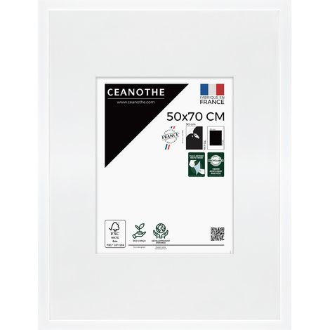 Cadre Photo Blanc 50x70 cm et 70x50 cm - Convient au A2 et Affiche Poster – Baguette fine et minimaliste - Cadre Photo Wild en Résine recyclée, Fabriqué en France - Verre acrylique Incassable (1/5)