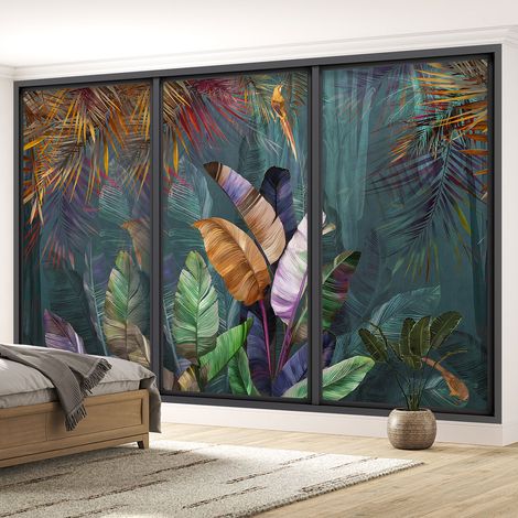 Papier peint panoramique Trompe l'oeil baie vitrée - Forêt tropicale - 130 cm x 78 cm (1/5)