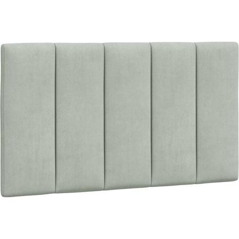 Tête de lit rembourrée en velours gris clair, 80 cm de large (1/5)