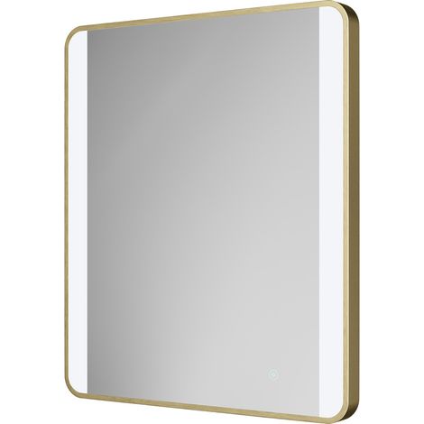 Colore Wade Brushed Brass 600mm x 800mm Illuminated Dimmable LED Mirror with Demister and Touch Sensor (1/5)
