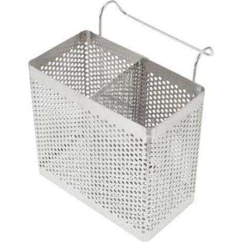 13x7x12.5cm Ustensiles de Cuisine Porte- en Acier Inoxydable 2 Compartiments Couverts Étendoir Panier Vaisselle Égouttoir Organisateur avec Crochet pour Restaurant Maison (1/4)