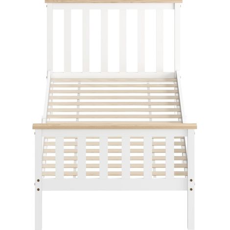 Struttura letto singolo 90x200 cm in legno bianco, vano sottoletto, 120 kg - CHICFURN (1/5)