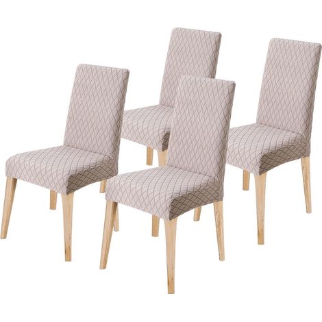 Stuhlhussen 4er Set, Universal Esszimmerstuhlbezug, abnehmbar, waschbar, Jacquard-Stoff, Taupe (1/5)