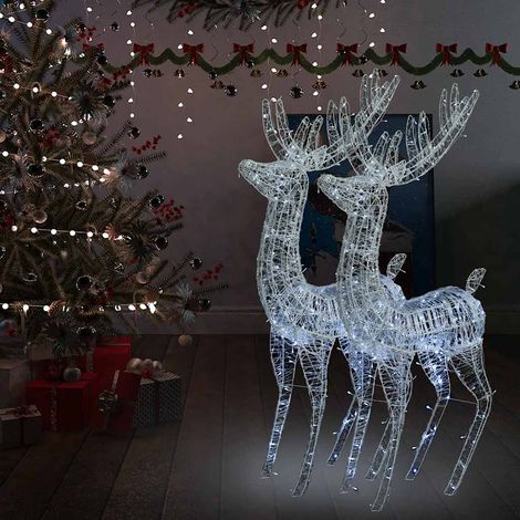 Rennes de Noël XXL Acrylique 250 LED 2 pcs 180 cm Blanc froid (1/5)