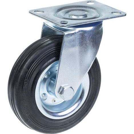 Drehrolle - Verzinkt - 125 mm - Schwarzer Gummi - Niedriger Geräuschpegel - Rollwiderstand