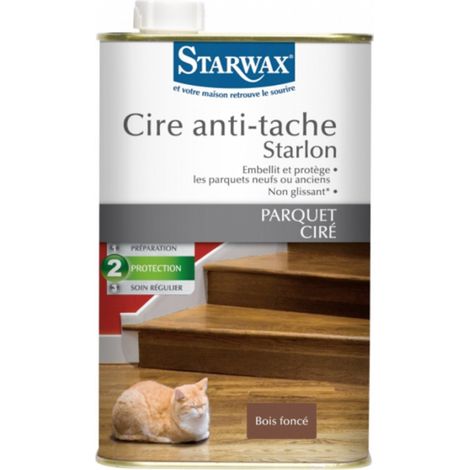 Starwax – Cire anti-tache starlon pour bois foncé – Aspect ciré-satiné – 1 litre – Haute résistance aux taches