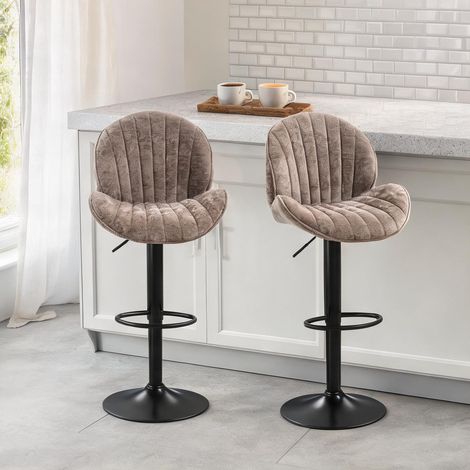 Tabouret de bar marron en chenille 100 polyester 50 x 48 x 115 cm (1/5)