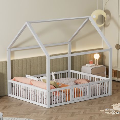 MEUBLIV Hausbett 140x200 cm Weiß – mit Rausfallschutz, ohne Matratze (1/5)