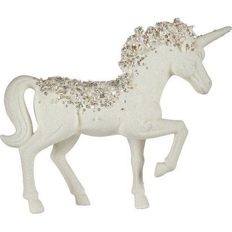 Dekorative Einhorn-Figur 9,5 x 31 x 40 cm weiß Kunststoff
