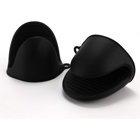 Gants en silicone extra-épais résistants à la chaleur – Mini gants résistants à la chaleur – Idéaux pour la pâtisserie, la cuisine, les grillades et le rôtissage (Noir) (1/5)