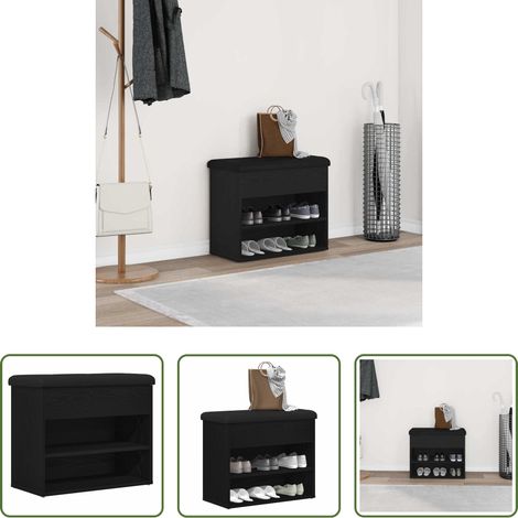 vidaXL Wohnzimmerbank - Sitzbank mit Stauraum Schwarz Eichen-Optik 62 x 32 x 50 cm (1/5)