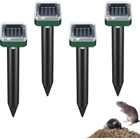 Anti Taupe Solaire Vibration et Ultrasons, Solaire Repulsif Taupe pour Protéger Votre Jardins Pelouse des Taupes, Serpents, Marmottes, Campagnols et Gaufres, 4 Pièces (1/5)