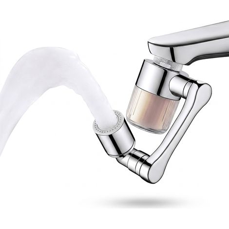 Rallonge de robinet avec filtre à eau, bras mécanique orientable 360°, mousseur pivotant pour lavabo salle de bain (1/5)