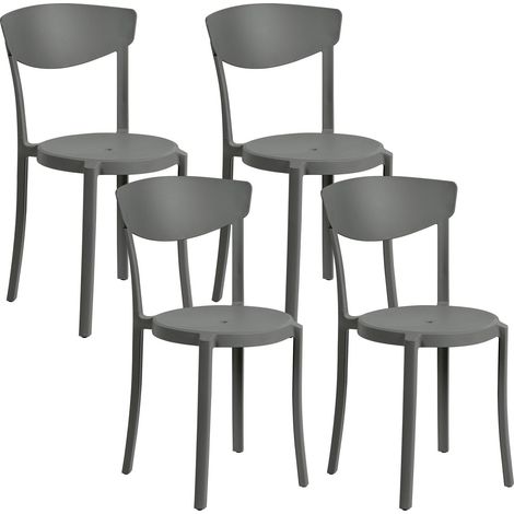Lot 4 Chaises de Salle à Manger Empilables en Plastique Gris Foncé Vieste (1/5)