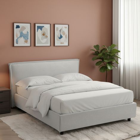Cama Francesa Brienza, Colchón Incluido, Desenfundable Made in Italy, Con Cajón, Blanca (1/5)