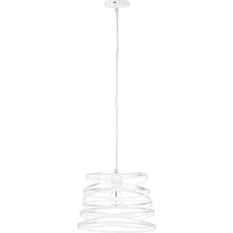 Lampadario a sospensione da soffitto con paralume in metallo a vortice traforato design contemporaneo moderno lampada da soffitto Bianco (1/5)