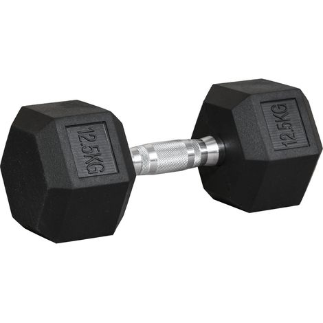 Sechskant-Hantel 12,5 kg aus Gusseisen und schwarzem Metall (1/5)