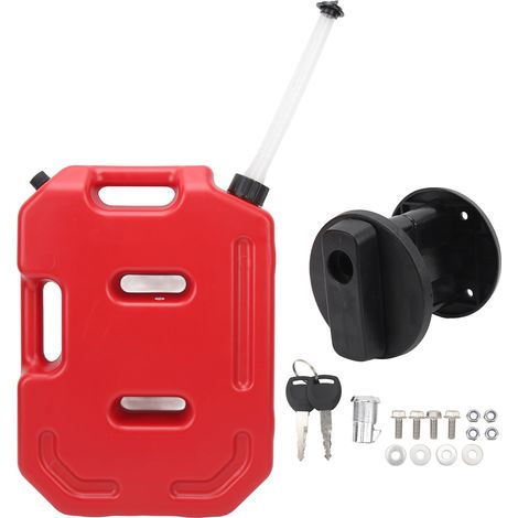 Réservoir d'essence de secours 10L rouge pour SUV, moto, ATV, UTV - Bidon de carburant avec support de fixation (1/5)